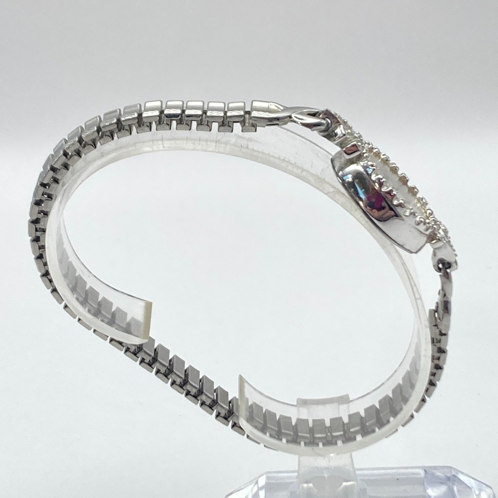 Vintage Inspired Womens Watch Silver Tone Crystals Stretch Band New Battery 6.75 - Picture 8 of 14